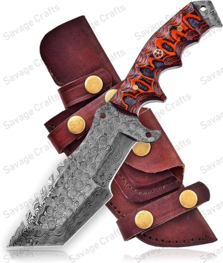 10.5″ Damascus Steel tracker Knife – Wood Handle