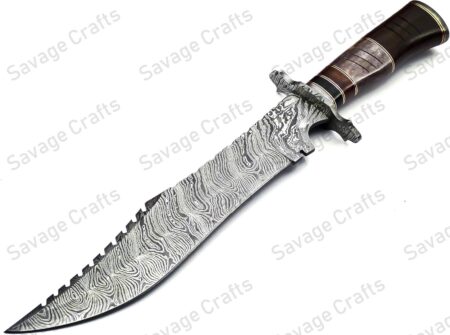 15″ Damascus Steel Hunting Bowie Knife – Bone Handle