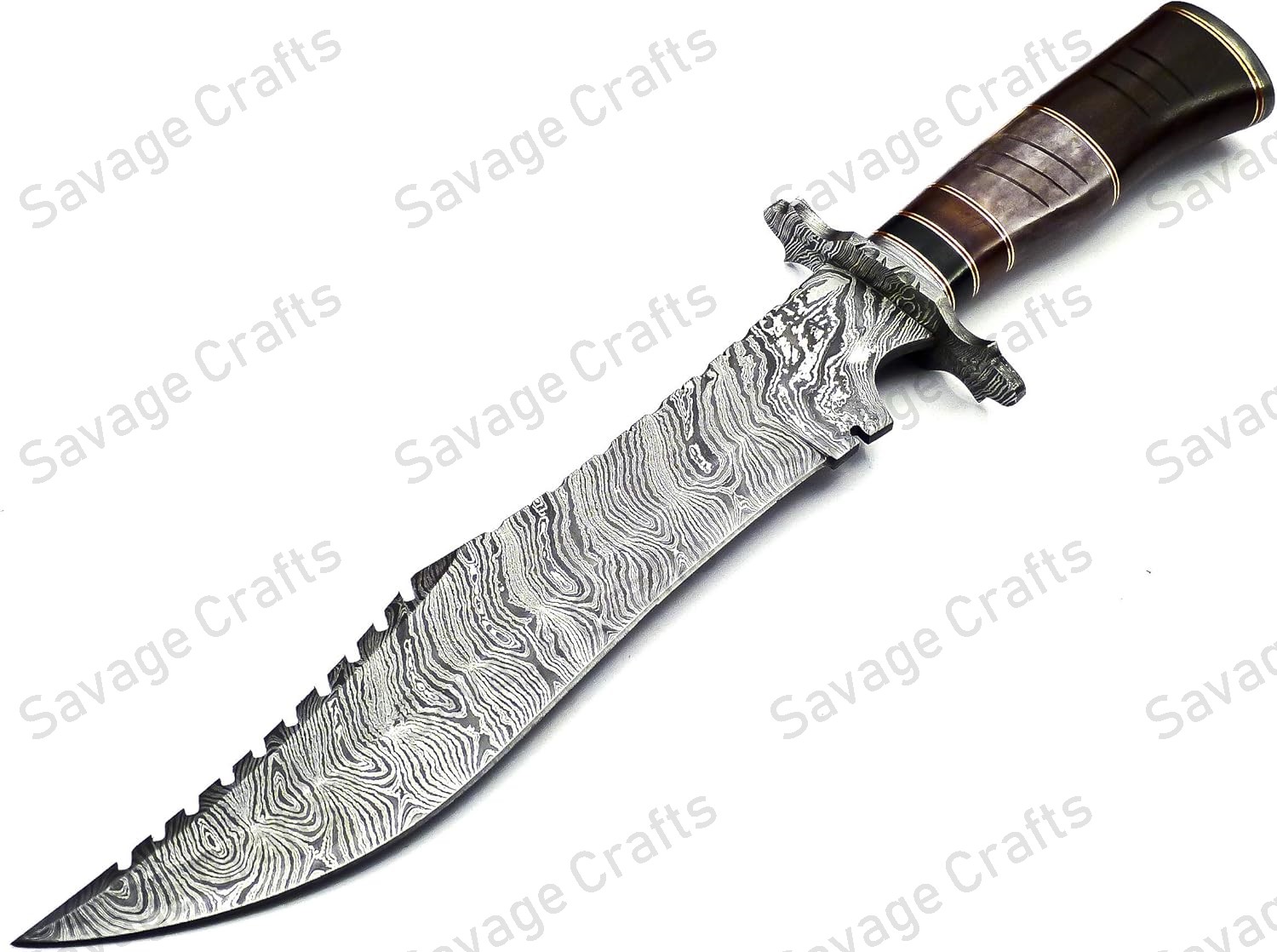 15″ Damascus Steel Hunting Bowie Knife – Bone Handle