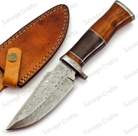 10″ Damascus Steel Bowie Knife – Bone & Wood Handle