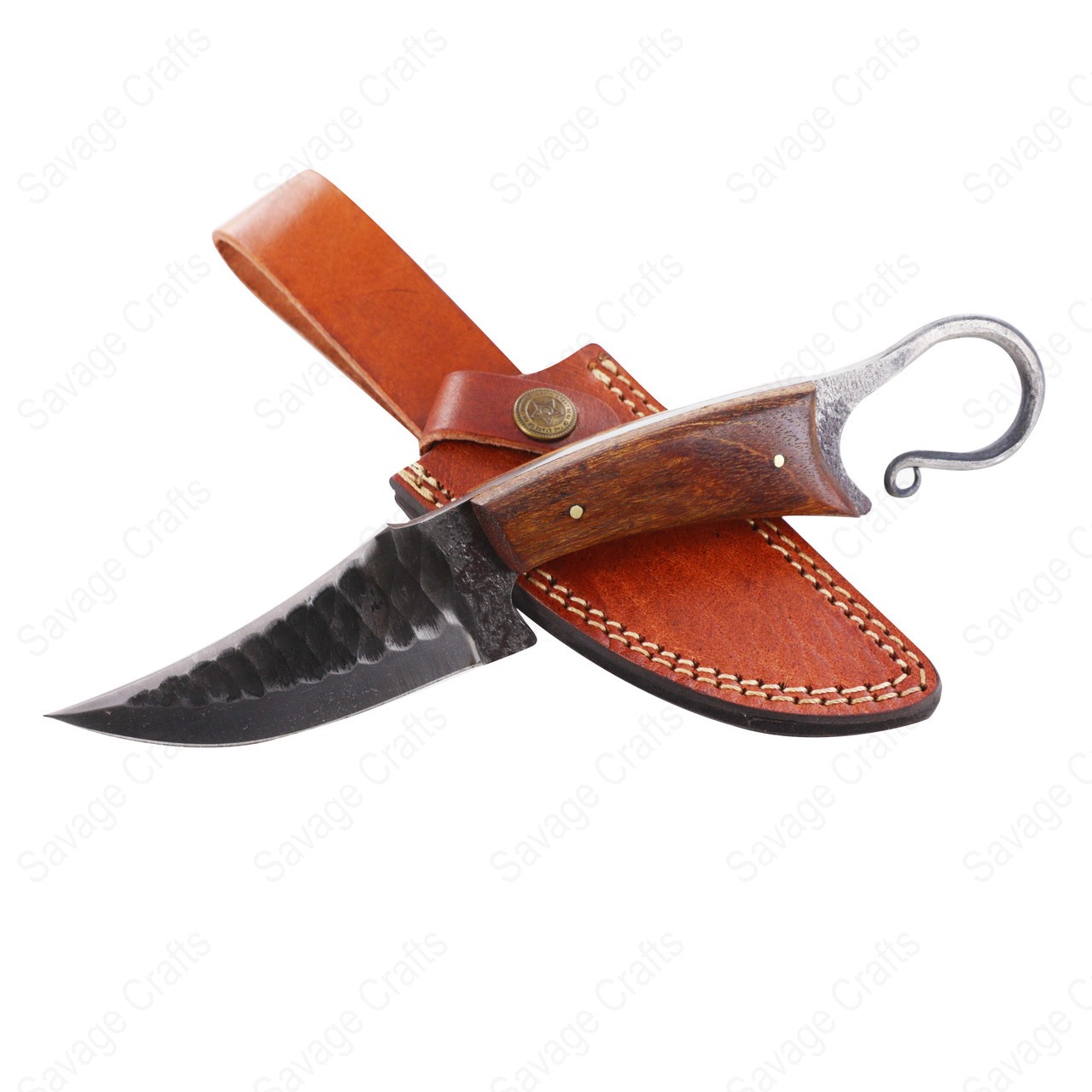 Full Tang High Carbon Steel Hunting Knife - Wood Handle
