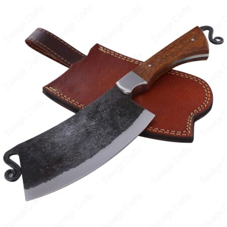 Full Tang 1095 Carbon Steel Forged Kitchen Cleaver – Wood Handle