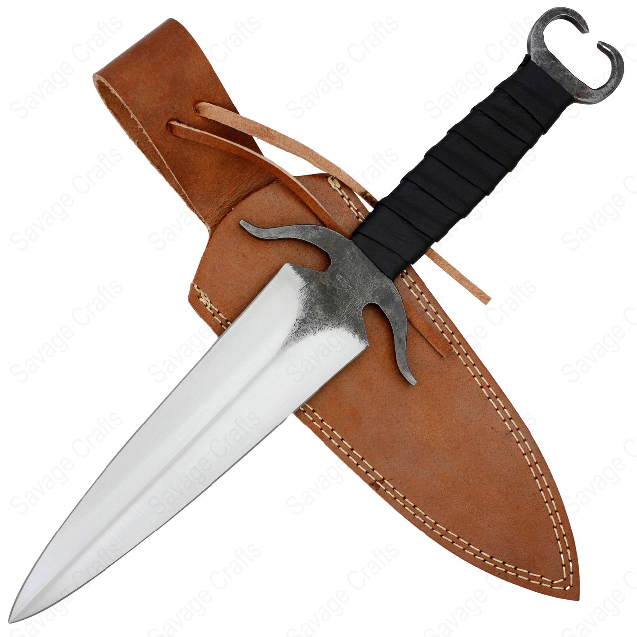 Full Tang 1095 High Carbon Steel Dagger - Leather Wrapped Handle